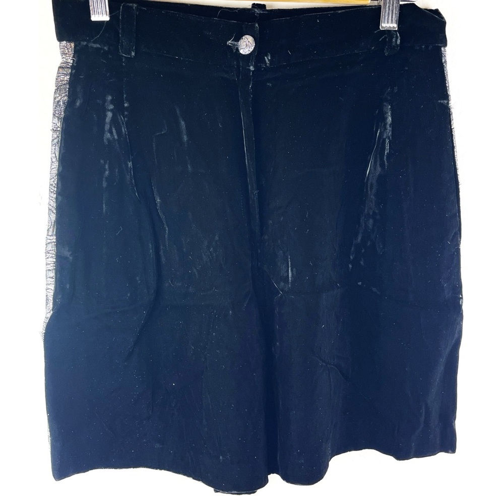 Vintage Authentic Clothing Company Velvet Black Shorts Silver  Detail Size 40